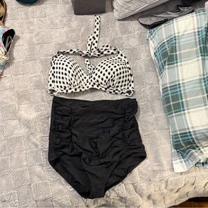 Black and White Gingham Bikini Set